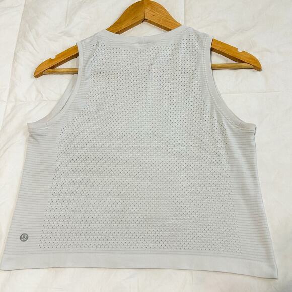 Lululemon Breeze By Muscle Crop Tank Top Off White Light Gray Women’s Size 6 - Picture 7 of 7